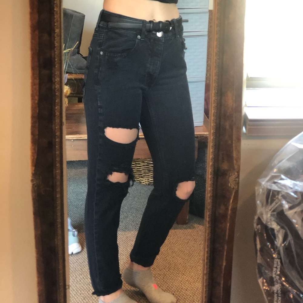 American Eagle Black Ripped Tomgirl Jeans